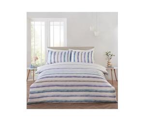 Horizon Blue Stripe Bedding Duvet Cover set, in Single, Double and King sizes, Reversible (King (U.K. Standard))