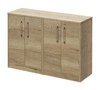 Horizon Floor Standing Vanity Unit for Countertop Basins with 4 Doors and Polished Chrome Handles | Autumn Oak | MDF | 1200mm