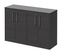 Horizon Floor Standing Vanity Unit for Countertop Basins with 4 Doors and Polished Chrome Handles | Graphite Grey | MDF | 1200mm