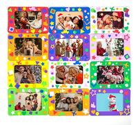 Horizon Group USA DIY Foam Picture Frame Craft Kit, 12-Pack of 4x6-Inch Colorful Picture Frames with 500+ Punch Out Stickers & Easels, Back to School Arts & Craft Activity, Perfect for Projects