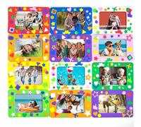 Horizon Group USA DIY Foam Picture Frame Craft Kit, 12-Pack of 4x6-Inch Colorful Picture Frames with 500+ Punch Out Stickers & Easels, Back to School Arts & Craft Activity, Perfect for Projects