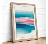 Horizon Line Minimalist Framed Wall Art Print A1 (84.1×59.4cm) Oak, Wall