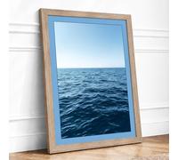 Horizon Line Minimalist Framed Wall Art Print A1 (84.1×59.4cm) Oak, Wall Decor for Living Room, Bedroom, Office & Home, Ready to Hang, Art Gift
