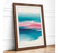 Horizon Line Minimalist Framed Wall Art Print A1 (84.1×59.4cm) Walnut,