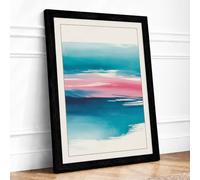 Horizon Line Minimalist Framed Wall Art Print A4 (29.7×21cm) Black, Wall