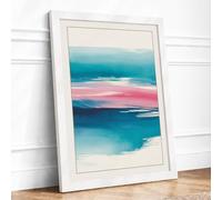 Horizon Line Minimalist Framed Wall Art Print A4 (29.7×21cm) White, Wall
