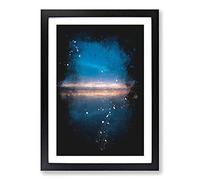 Horizon on The Beach Paint Splash Framed Print | A2 Black Framed Wall Art | Ready to Hang | Modern Beach Picture | Living Room Bedroom Lounge Office
