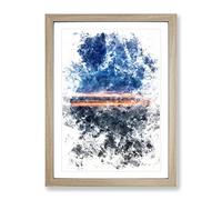 Horizon On The Beach Watercolour Modern Framed Print | A3 Oak Framed Wall Art | Ready to Hang | Modern Beach Picture | Living Room Bedroom Lounge Office
