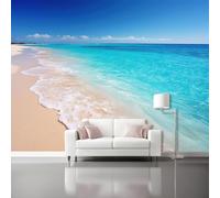 Horizon Sea Mural Wallpaper - Natural Scenery Poster Non-Woven Fleece Wall Mural - Beach Sky Panoramic Large Photo Wallpaper for Living Room Bedroom Office, 350 x 256 cm Tropical Beach Wall Decor
