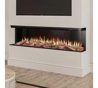 Horizon Series 1524 Plus - 60" Premium Media Wall Electric Fire - Adaptive Trim System -3 Sided Panoramic Glass & Deep Fuel Bed - Hand Crafted Real Wood Log Set - Over 100 Light & Multi Flame Effects