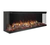 Horizon Series 50" Premium Media Wall Electric Fire - 3 Sided Panoramic Glass & Deep Fuel Bed - Hand Crafted Real Wood Log Set - Over 100 Light & Multi Flame Effects - 900w & 1800w Thermostatic Heater