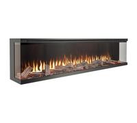 Horizon Series 72" Premium Media Wall Electric Fire - 3 Sided Panoramic Glass & Deep Fuel Bed - Hand Crafted Real Wood Log Set - Over 100 Light Effects + Multi Flame - 900w & 1800w Thermostatic Heater