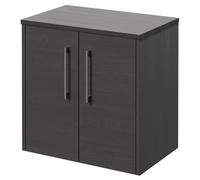 Horizon Wall Mounted Vanity Unit for Countertop Basins and 2 Doors with Polished Chrome Handles | Graphite Grey | MDF | 600mm