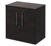Horizon Wall Mounted Vanity Unit for Countertop Basins and 2 Doors with Polished Chrome Handles | Metallic Slate | MDF | 600mm