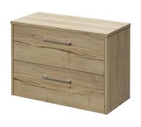 Horizon Wall Mounted Vanity Unit for Countertop Basins and 2 Drawers with Polished Chrome Handles | Autumn Oak | MDF | 800mm