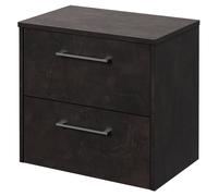 Horizon Wall Mounted Vanity Unit for Countertop Basins and 2 Drawers with Polished Chrome Handles | Metallic Slate | MDF | 600mm
