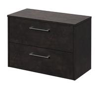 Horizon Wall Mounted Vanity Unit for Countertop Basins and 2 Drawers with Polished Chrome Handles | Metallic Slate | MDF | 800mm