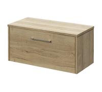 Horizon Wall Mounted Vanity Unit for Countertop Basins and Single Drawer with Polished Chrome Handle | Autumn Oak | MDF | 800mm