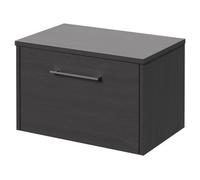 Horizon Wall Mounted Vanity Unit for Countertop Basins and Single Drawer with Polished Chrome Handle | Graphite Grey | MDF | 600mm
