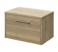 Horizon Wall Mounted Vanity Unit for Countertop Basins and Single Drawer with Polished Chrome Handle | Autumn Oak | MDF | 600mm