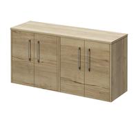 Horizon Wall Mounted Vanity Unit for Countertop Basins with 4 Doors and Polished Chrome Handles | Autumn Oak | MDF | 1200mm