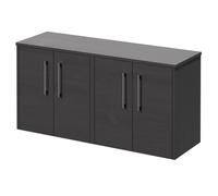 Horizon Wall Mounted Vanity Unit for Countertop Basins with 4 Doors and Polished Chrome Handles | Graphite Grey | MDF | 1200mm