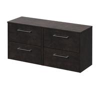 Horizon Wall Mounted Vanity Unit for Countertop Basins with 4 Drawers and Polished Chrome Handles | Metallic Slate | MDF | 1200mm