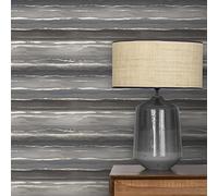 SOPHIE LAURENCE Horizon Storm Grey Stripes 10 m X 0.53 m Textured Wallpaper - Grey