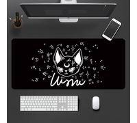 HorizonFlow Black Cat Gaming Mouse Pad, Highest Precision, Extra Strong Stitched Edges, Rubber Bottom, for Laptops, Desktops, and PCs (C,800 * 300 * 3mm)