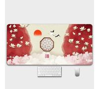 HorizonFlow Carp Gaming Mouse Pad Chinese Style Ancient Buildings Extra Large Keyboard Mouse Mat XXL Non-Slip Rubber Base Personalized Desk Pad for Home Computer Office Laptop (Z,600 * 300 * 3mm)