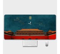 HorizonFlow Carp Gaming Mouse Pad Chinese Style Ancient Buildings Extra Large Keyboard Mouse Mat XXL Non-Slip Rubber Base Personalized Desk Pad for Home Computer Office Laptop (H,600 * 300 * 3mm)