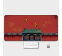 HorizonFlow Carp Gaming Mouse Pad Chinese Style Ancient Buildings Extra Large Keyboard Mouse Mat XXL Non-Slip Rubber Base Personalized Desk Pad for Home Computer Office Laptop (C,900 * 400 * 3mm)