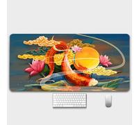 HorizonFlow Carp Gaming Mouse Pad Chinese Style Ancient Buildings Extra Large Keyboard Mouse Mat XXL Non-Slip Rubber Base Personalized Desk Pad for Home Computer Office Laptop (Y,600 * 300 * 3mm)