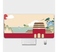 HorizonFlow Carp Gaming Mouse Pad Chinese Style Ancient Buildings Extra Large Keyboard Mouse Mat XXL Non-Slip Rubber Base Personalized Desk Pad for Home Computer Office Laptop (M,600 * 300 * 3mm)