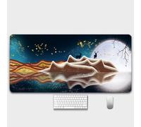 HorizonFlow Carp Gaming Mouse Pad Chinese Style Ancient Buildings Extra Large Keyboard Mouse Mat XXL Non-Slip Rubber Base Personalized Desk Pad for Home Computer Office Laptop (Q,900 * 400 * 3mm)