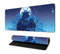 HorizonFlow Japanese Sakura Samurai Gaming Mouse Pad Extra Large Keyboard Mouse Mat XXL Non-Slip Rubber Base Personalized Desk Pad for Home Computer Office Laptop (H,600 * 300 * 3mm)
