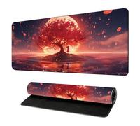HorizonFlow Japanese Sakura Samurai Gaming Mouse Pad Extra Large Keyboard Mouse Mat XXL Non-Slip Rubber Base Personalized Desk Pad for Home Computer Office Laptop (B,800 * 300 * 3mm)