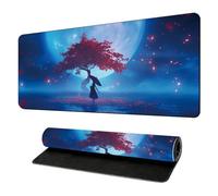 HorizonFlow Japanese Sakura Samurai Gaming Mouse Pad Extra Large Keyboard Mouse Mat XXL Non-Slip Rubber Base Personalized Desk Pad for Home Computer Office Laptop (D,600 * 300 * 3mm)
