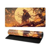 HorizonFlow Japanese Sakura Samurai Gaming Mouse Pad Extra Large Keyboard Mouse Mat XXL Non-Slip Rubber Base Personalized Desk Pad for Home Computer Office Laptop (A,600 * 300 * 3mm)