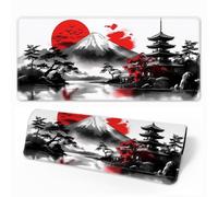 HorizonFlow Riverside Full Moon Gaming Mouse Pad Red Sunset Extra Large Keyboard Mouse Mat XXL Non-Slip Rubber Base Personalized Desk Pad for Home Computer Office Laptop (R,700 * 300 * 3mm)