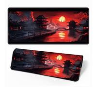 HorizonFlow Riverside Full Moon Gaming Mouse Pad Red Sunset Extra Large Keyboard Mouse Mat XXL Non-Slip Rubber Base Personalized Desk Pad for Home Computer Office Laptop (L,800 * 300 * 3mm)