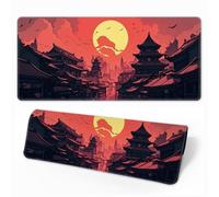 HorizonFlow Riverside Full Moon Gaming Mouse Pad Red Sunset Extra Large Keyboard Mouse Mat XXL Non-Slip Rubber Base Personalized Desk Pad for Home Computer Office Laptop (B,700 * 300 * 3mm)