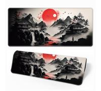 HorizonFlow Riverside Full Moon Gaming Mouse Pad Red Sunset Extra Large Keyboard Mouse Mat XXL Non-Slip Rubber Base Personalized Desk Pad for Home Computer Office Laptop (O,800 * 400 * 3mm)