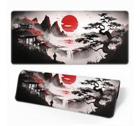 HorizonFlow Riverside Full Moon Gaming Mouse Pad Red Sunset Extra Large Keyboard Mouse Mat XXL Non-Slip Rubber Base Personalized Desk Pad for Home Computer Office Laptop (P,900 * 400 * 3mm)