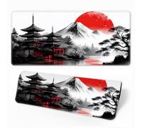 HorizonFlow Riverside Full Moon Gaming Mouse Pad Red Sunset Extra Large Keyboard Mouse Mat XXL Non-Slip Rubber Base Personalized Desk Pad for Home Computer Office Laptop (S,900 * 400 * 3mm)