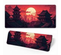 HorizonFlow Riverside Full Moon Gaming Mouse Pad Red Sunset Extra Large Keyboard Mouse Mat XXL Non-Slip Rubber Base Personalized Desk Pad for Home Computer Office Laptop (U,900 * 400 * 3mm)