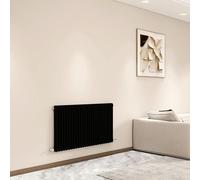 Horizontal 2 Column Cast Iron Radiator, 600x1190mm Black Designer Bathroom Rads,Wall Mounted Column Radiator for Bedroom/Office, Traditional Central Heating Heater Rad, Hall Radiator