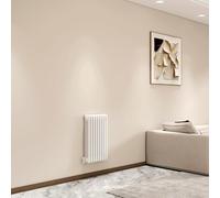 Horizontal 3 Column Cast Iron Radiator, 600x425mm Gloss White Designer Bathroom Rads,Wall Mounted Column Radiator for Bedroom/Office, Traditional Central Heating Heater Rad, Hall Radiator