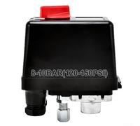 Horizontal Air Compressor Pressure Switch for Pneumatic Systems, 240V 20A Normally Closed Controller with G1/4 Thread, Adjustable 6-12 BAR Range, 100x65x115mm(8-10BAR(120-150PSI))