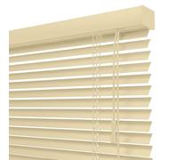 Horizontal Aluminum Venetian Blinds Privacy Window Shutters, 25mm Slats Window Blinds with Twist Open Close Mechanism, No Drill Waterproof Metal Shades for Home Kitchen(Light Yellow)